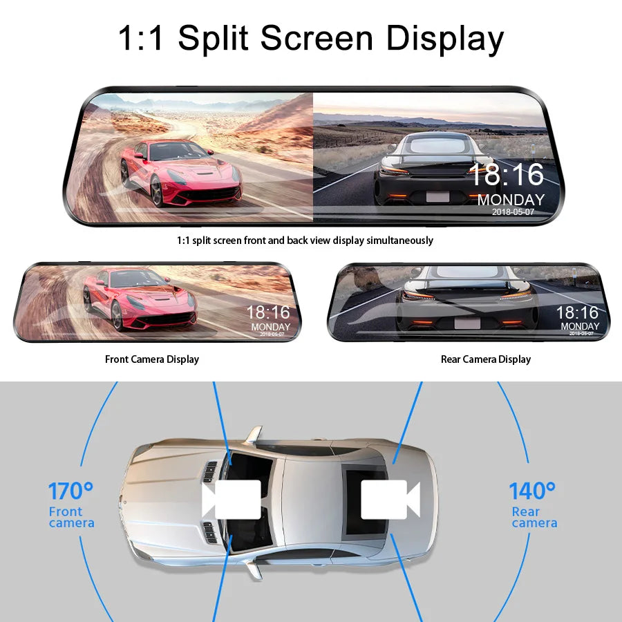 Touch Screen - Dual Mirror Dash Cam