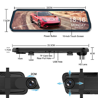 Touch Screen - Dual Mirror Dash Cam